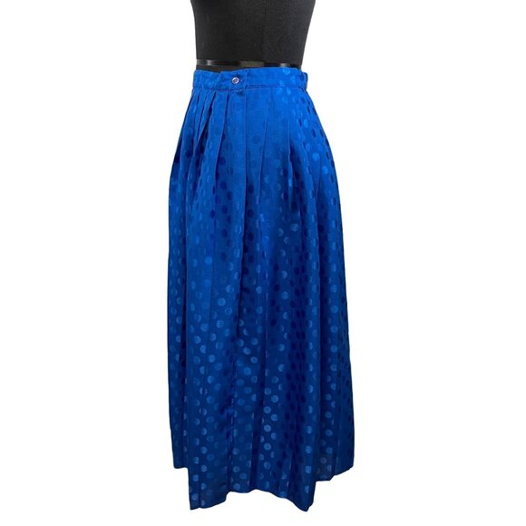 Vintage 80's Peters & Ashley Womens Size 8 Royal Blue Polyester Dot Print Skirt - Picture 4 of 6
